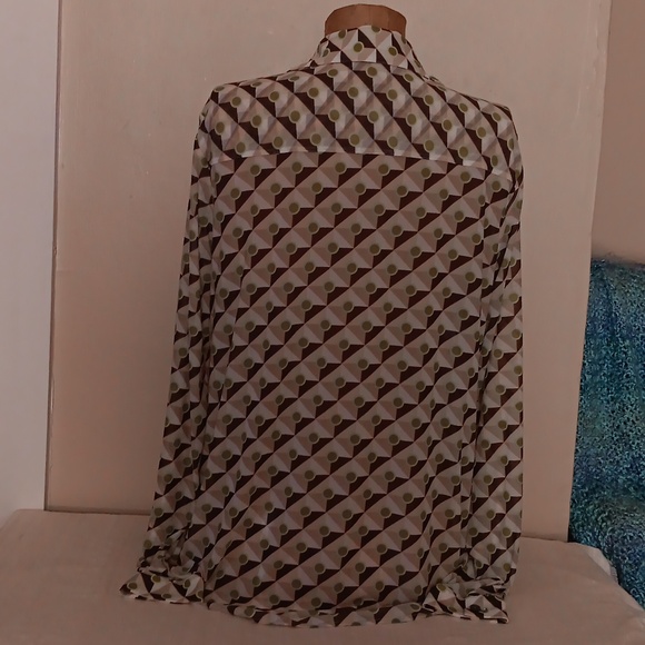 CAbi Dressy Beautiful Blouse In Green & Chocolate - Picture 5 of 7